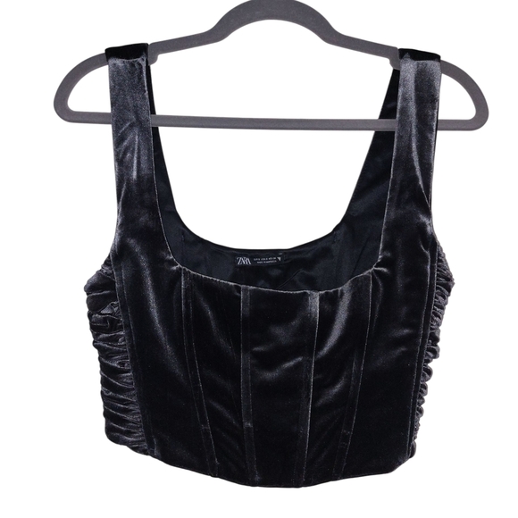 Zara Tops - Zara Velvet Bustier Ruched Tank Top